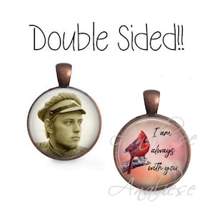 Memorial Necklace, Pendant or Key Chain - Double Sided Custom Photo Pendant, I Am Always With You - Cardinal Necklace, Cardinal Key Chain