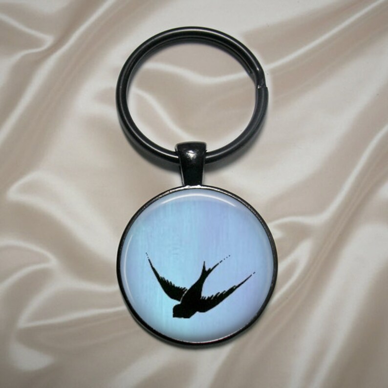 Bird Pendant Taking Flight Pendant, Necklace or Key Chain Flying Bird Necklace, Swooping Bird Key Chain image 3