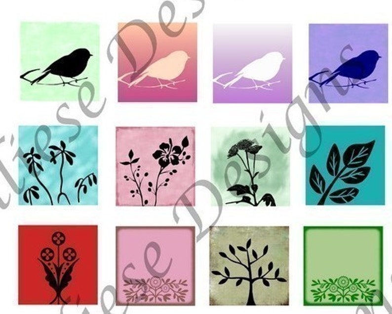 Colors of Nature Instant Download Digital Collage Sheet 1 Inch Squares image 2