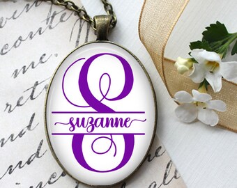 Custom Monogram and Name Necklace, Pendant or Key Chain - Oval Pendant, Monogram Jewelry, Custom Name, Custom Gift, Bridesmaid Gift, Letters