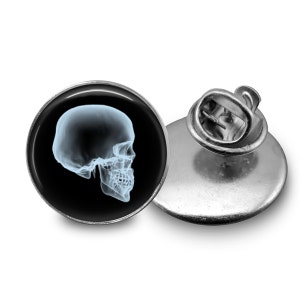 Skull X-Ray Tie Tack or Lapel Pin - Men&#39;s - Wedding, Father&#39;s Day - XRay Pin, X-Ray Jewelry, Skull Pin, Skull X-Ray, Halloween