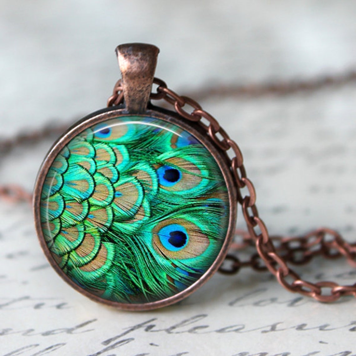 Peacock Feather Pendant Necklace or Key Chain Peacock - Etsy