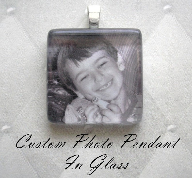 Personalized Pendant Neckace Custom Photo Glass Tile Pendant image 3