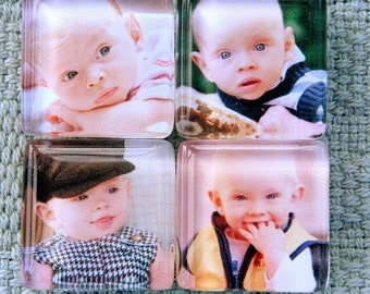 Custom or Personalized Photo  Magnet Set from Glass Tiles