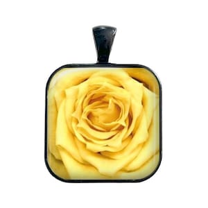 Yellow Rose Necklace, Yellow Rose Pendant, Yellow Rose Key Chain, Rose Close Up, Rose Necklace, Flower Necklace, Rose Jewelry, Floral