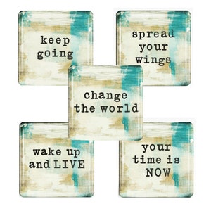 Words of Inspiration Magnet Set -   Glass Tile Magnet Set