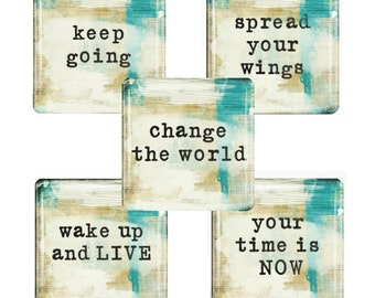 Words of Inspiration Magnet Set -   Glass Tile Magnet Set