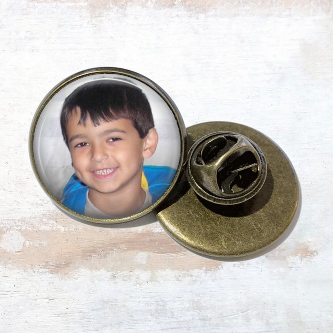 Custom Photo Tie Tack or Lapel Pin in Bronze Personalized for Dad or Wedding Men's Keepsake