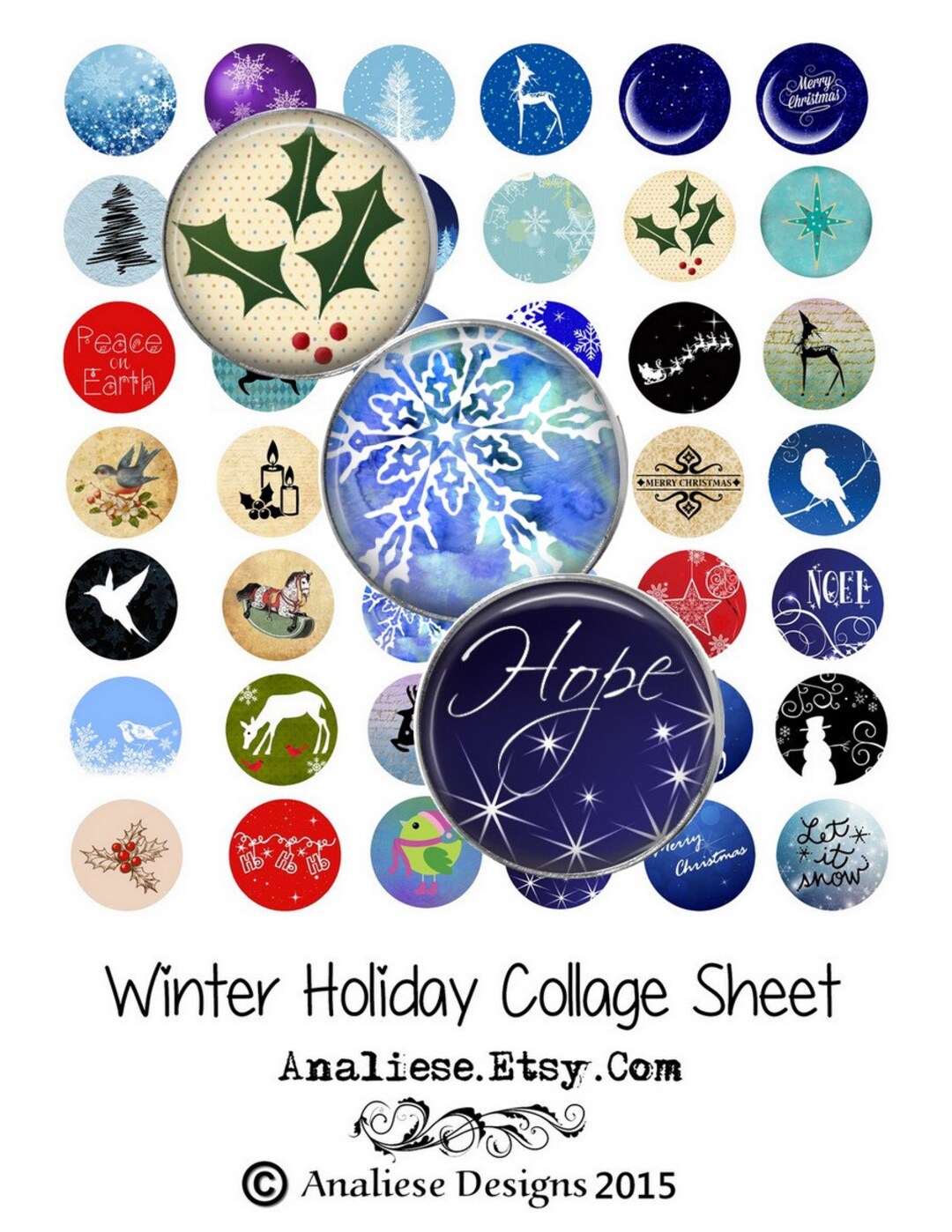 Winter Holiday Collage Sheet Instant Download Digital Collage Sheet 1 ...