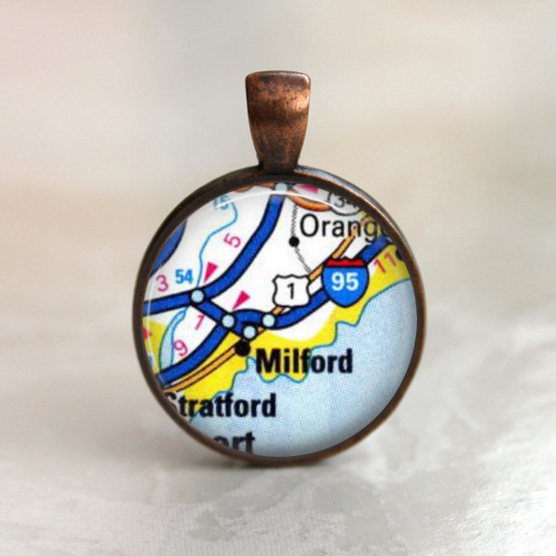 City Map Pendant Necklace or Key Chain Custom Personalized Etsy