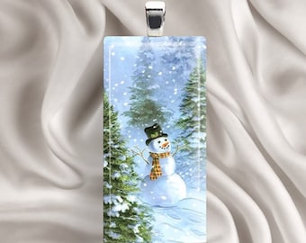 Winter Snowman Pendant Necklace - Snowman Necklace, Christmas Jewelry, Winter Pendant, Winter Necklace, Christmas Gift, Winter Jewelry, Snow