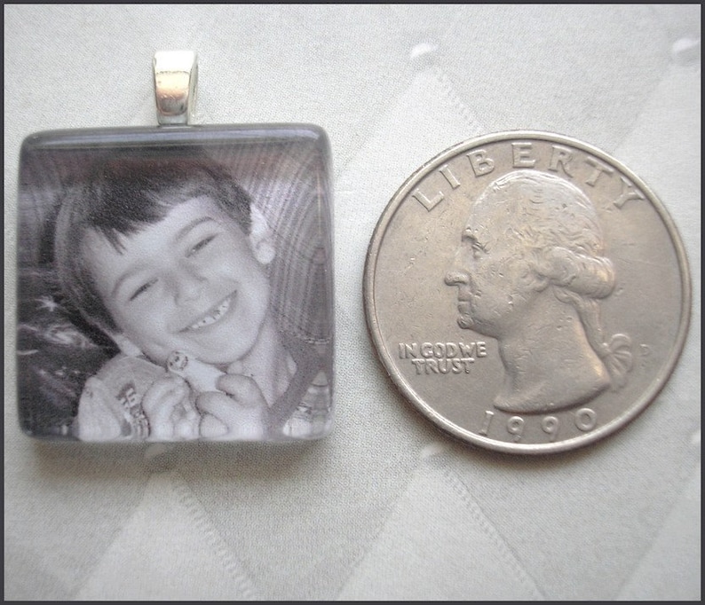 Personalized Pendant Neckace Custom Photo Glass Tile Pendant image 5