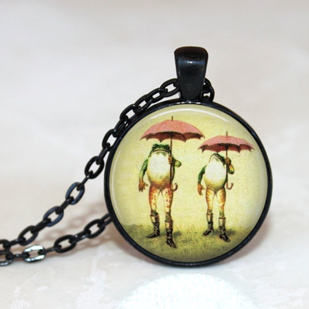 Frog Necklace, Funny Frogs Necklace, Vintage Frog Image Pendant, Frog ...
