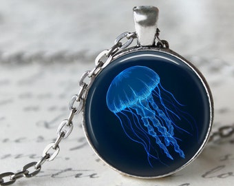 Medusas de aguas profundas - Colgante, collar o llavero de medusa - Océano, peces - Collar de medusa, vida marina, llavero del océano