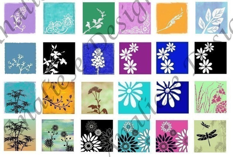 Colors of Nature Instant Download Digital Collage Sheet 1 Inch Squares image 4