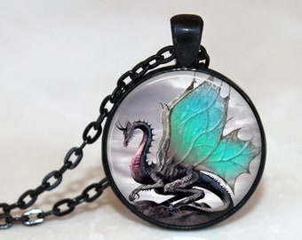Winged Dragon Pendant, Necklace or Key Chain - Flying Dragon, Dragon Necklace, Dragon Keychain