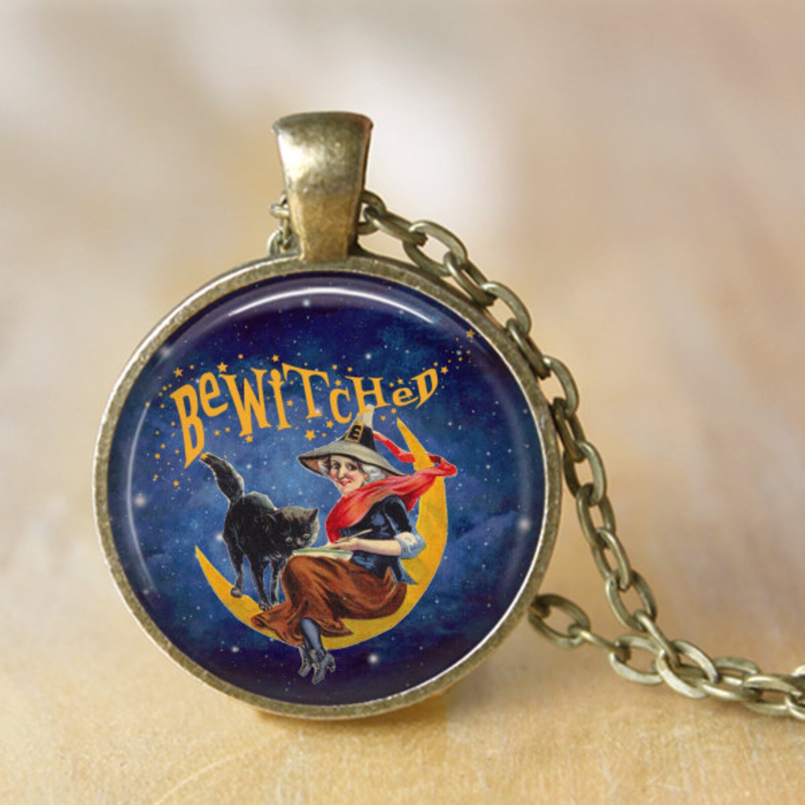 Witch Pendant Necklace or Key Chain Halloween Pendant Etsy