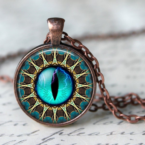 Collar con colgante de mandala de ojo azul: plata, bronce, cobre o negro