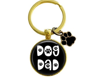 Custom Pet Key Chain - Dog Mom, Dog Dad, Cat Mom, Cat Dad, Dog Breed, Cat Breed, Paw Print Charm, Color Choice, Pet Lovers, Dog, Cat Lovers