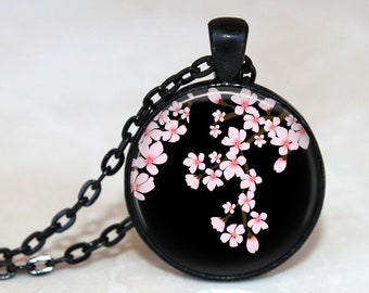 Cherry Blossom Necklace, Sakura Flowers Necklace, Cherry Blossom Pendant,Pink Cherry Blossoms, Sakura Flower Key Chain, Pink Flower Necklace