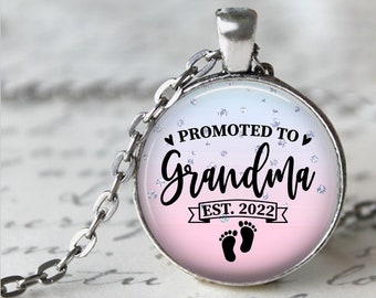 Promoted to Grandma - Custom Est. Year - Mother's Day Necklace, Grandma Necklace, Grandma Key Chain, Custom Established Year, New Grandma