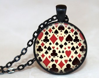 Card Shark Pendant, Necklace or Key Chain - Choice of 4 Bezel Colors