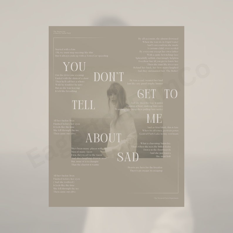 Taylor Swift the Tortured Poets Department the Bolter Wall Art Digital Download Music Poster