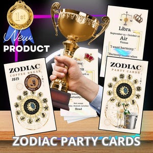 DIY Astrology meaning party cards for beginners, coffee shops and party fun. 4 Language English - Spain - German - Slovak