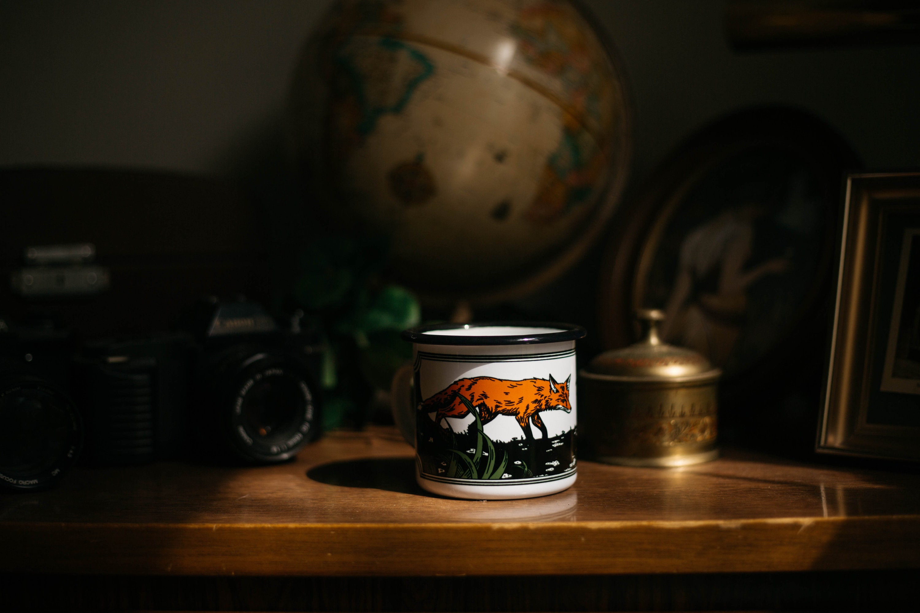 Fox and Crow Fable Enamel Camp Mug Outdoor Drinkware