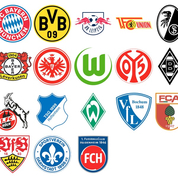 BUNDESLIGA Teams Logos - Digital Download - pdf cdr psd svg