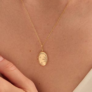 Custom Photo Locket Necklace: Gold Star Pendant, Memorial Keepsake