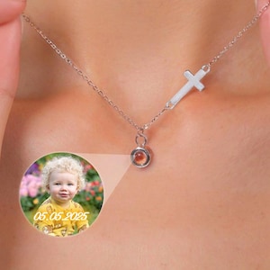 Personalized Cross Necklace for Baptism Gift, Custom Photo Projection Cross Necklace, Religious Keepsake with Baby Photo Inside