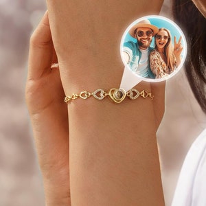 Heart Bracelets, Photo Projection Bracelets, Custom Memorial Bracelets, Bracelets for Mom, Gifts for Her, Birthday Gifts, Mother&#39;s Day Gifts