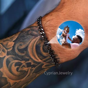 Aangepaste armbanden voor fotoprojectie, gepersonaliseerde cadeaus voor mannen, armband echtgenoot, armbanden voor vriendjes, herdenkingscadeaus voor nieuwe vader