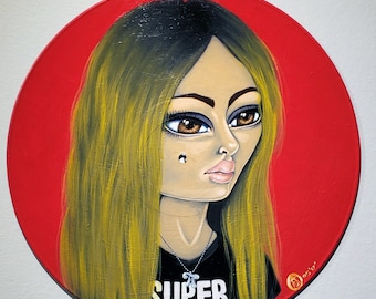 Superfuzz Bigmuff Acrilic painting on an old vinyl record