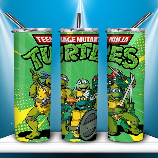 Ninja Turtles Skinny Tumbler Wrap 20 oz Sublimation File Design Download Cartoon Ninja Turtles Retro File Digital