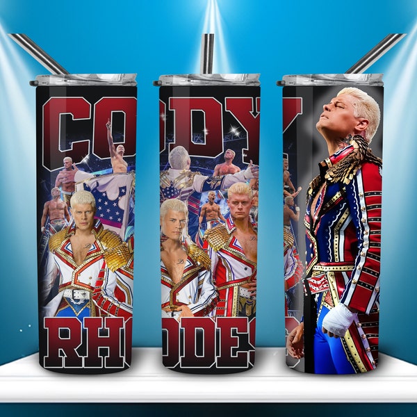 WWE C Rhodes American Nightmare Skinny Tumbler 20oz File Digital, WWE C Rhodes Design Tumbler File Download