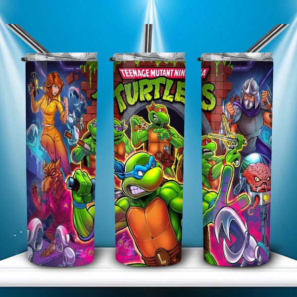 Ninja Turtles Skinny Tumbler 20 oz Sublimation File Design Download Cartoon Ninja Turtles Retro File Digital