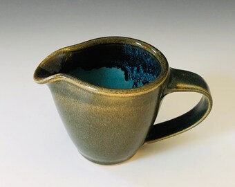 Hand-Thrown Creamer - Green and Teal Pottery
