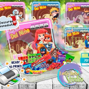 Tapa para Duvalín | Día del Niño | 15 Diseños PDF listos para imprimir | Fiesta infantil | Decoración imprimible | Dulcero Gigante