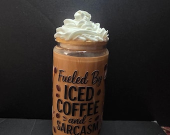 Iced coffee Snow Globe Glass Tumbler | Whipped Cream Bamboo Lid