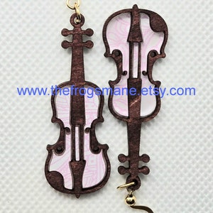 DIGITAL Geige Ohrringe SVG für Laserschneiden - Musiker Schmuck, SVG Pdf Xcs-Dateien enthalten - sofortiger Download, DIY Schmuckherstellung