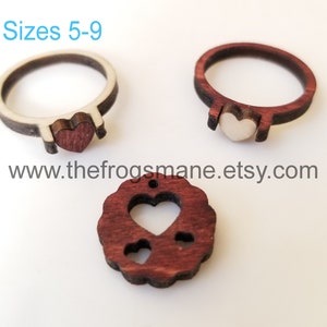 DIGITALE DATEI-Bundle | Herz Ring mit mehreren Größen (5-9) Anhänger Schmuck Laser-Schneidemaschine SVG Xcs PDF Formate | Sofort Download