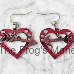Digitale Dateien Amor Pfeil Herz Valentinstag Liebe Ohrringe Schmuck Laser-Schneidemaschine SVG XCS PDF Formate Instant Download