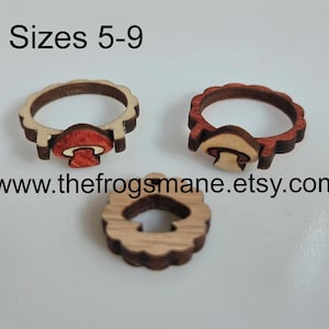 デジタル ファイル バンドル | ワイルド マッシュルーム リング 複数のサイズ (5-9) ジュエリー レーザー カッティング マシン SVG Xcs PDF 形式 | 即時ダウンロード