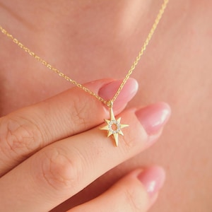 North Star Necklace • 925K Sterling Silver & 14K Gold Plated Jewelry for Winter Nights
