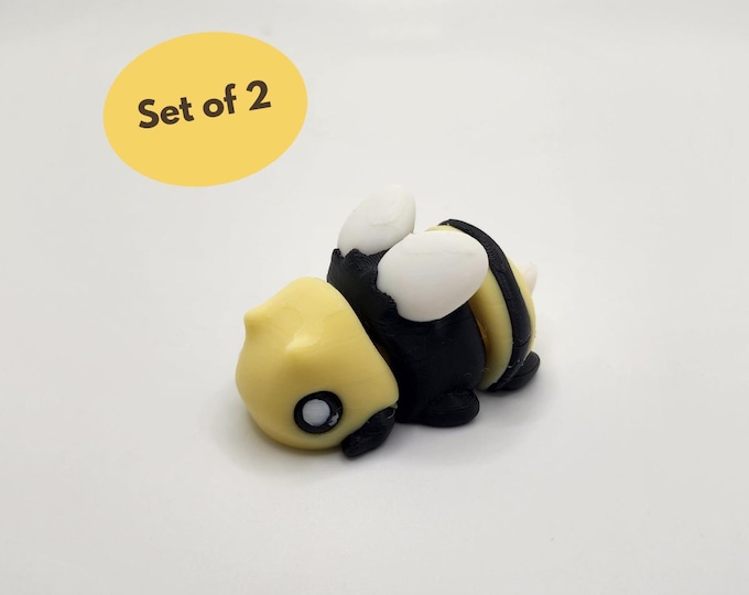 Bee Magnets (Set of 2) | 3D Printed beehive Decor | Kawaii Bee Gift | CybrArts