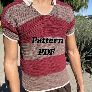 Crochet Pullover Pattern, Men's Polo Shirt (PDF Pattern)