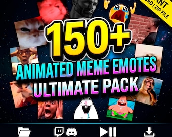 150+ Twitch Emotes Pack with Animated Meme Reactions for Discord and Kick Streamers. Massive Funny Chat Assets Bundle.