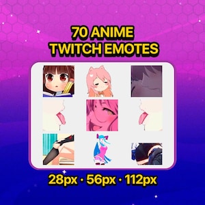 70 Anime Girl Twitch Emotes Pack for Streamers and Discord. Funny Kawaii Vtuber Assets featuring Chibi Waifu Memes